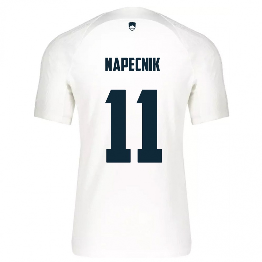 ילדים כדורגל סלובניה Gal Napecnik #11 לבן כחול ג'רזי ביתית 26-28