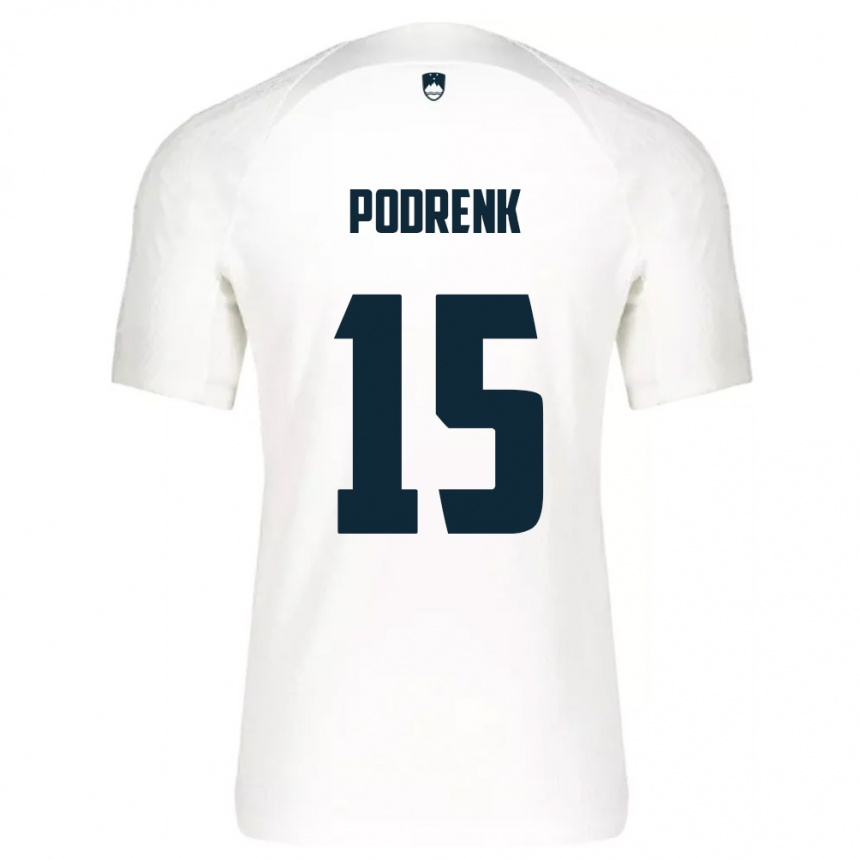 ילדים כדורגל סלובניה Nik Podrenk #15 לבן כחול ג'רזי ביתית 26-28