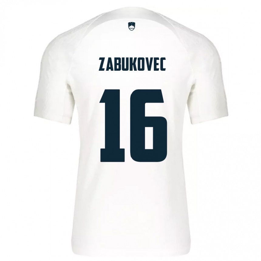 ילדים כדורגל סלובניה Anze Zabukovec #16 לבן כחול ג'רזי ביתית 26-28