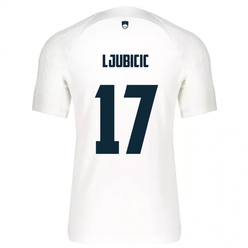 ילדים כדורגל סלובניה Egon Ljubicic #17 לבן כחול ג'רזי ביתית 26-28