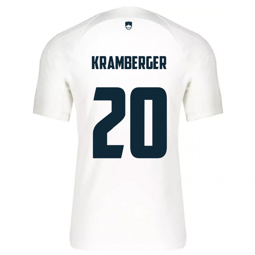 ילדים כדורגל סלובניה Enej Kramberger #20 לבן כחול ג'רזי ביתית 26-28