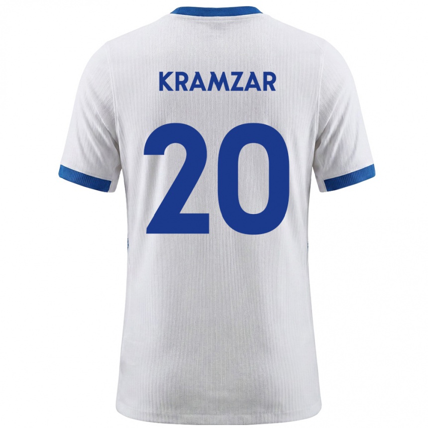ילדים כדורגל סלובניה Zara Kramžar #20 לבן כחול ג'רזי ביתית 26-28