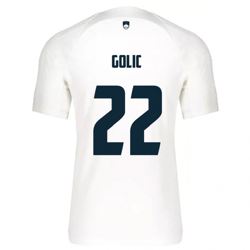 ילדים כדורגל סלובניה Tilen Golic #22 לבן כחול ג'רזי ביתית 26-28