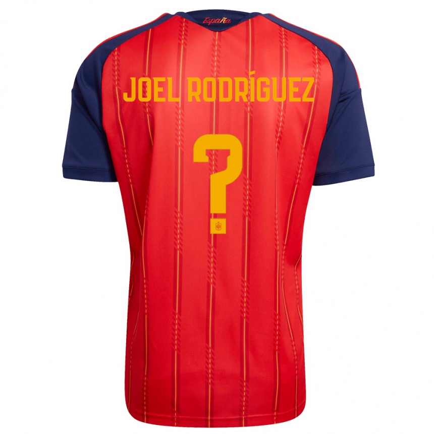 ילדים כדורגל ספרד Joel Rodríguez #0 אדום כהה צהוב ג'רזי ביתית 26-28