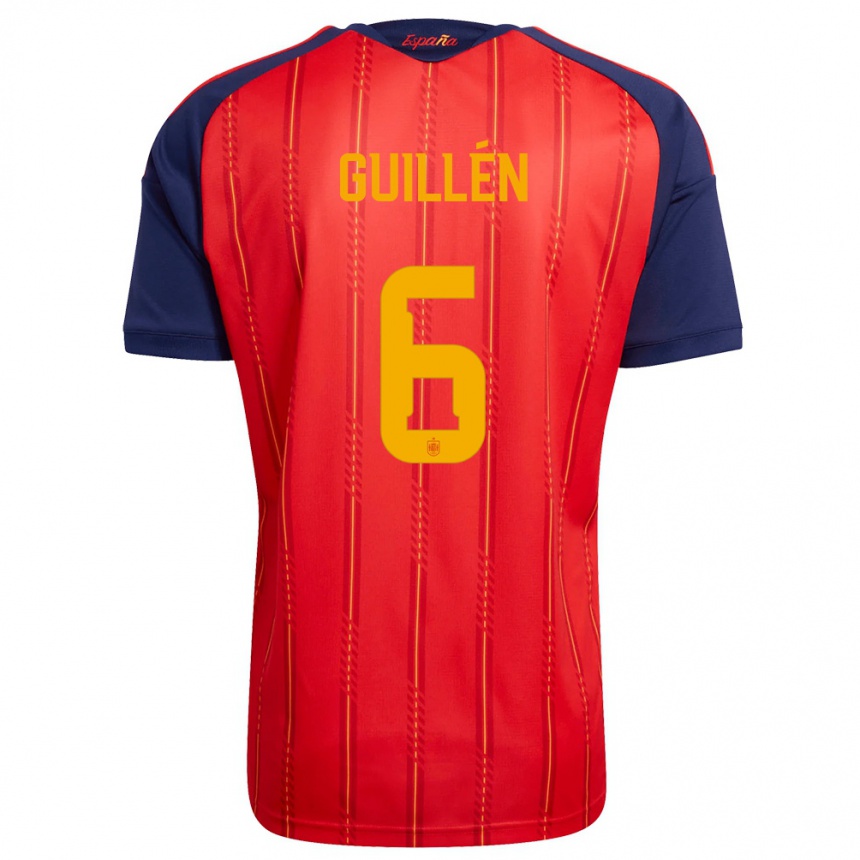ילדים כדורגל ספרד Nico Guillén #6 אדום כהה צהוב ג'רזי ביתית 26-28
