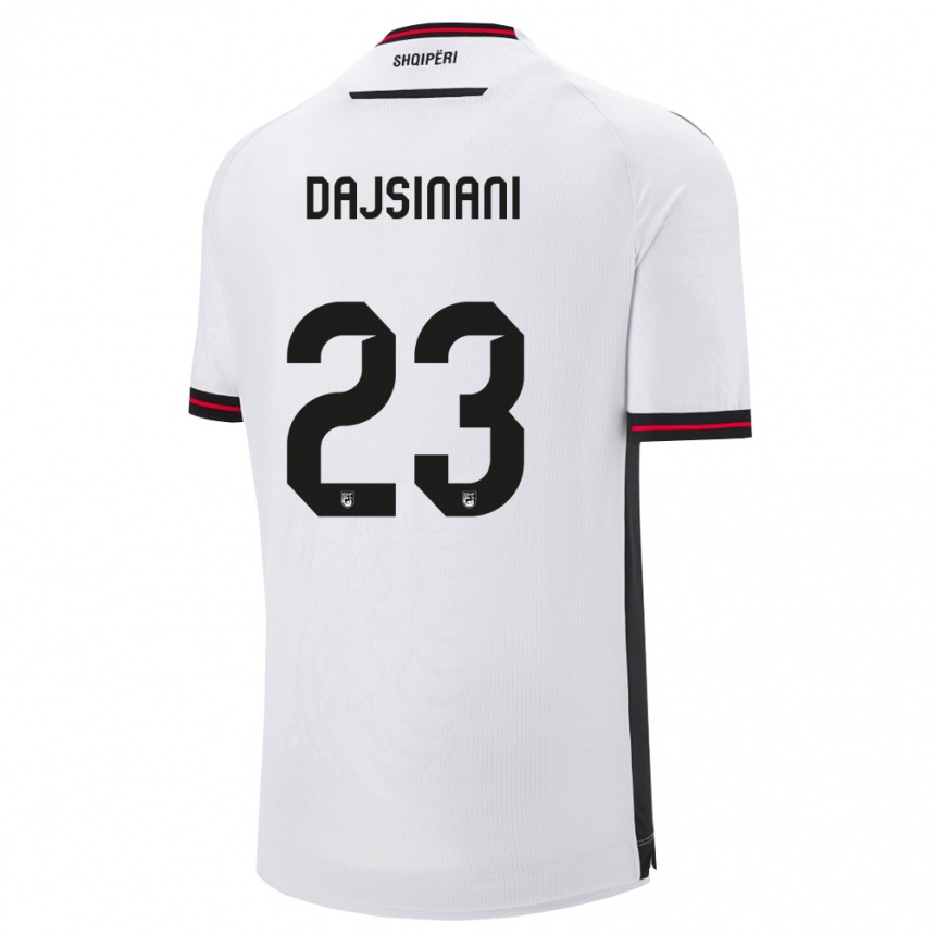 ילדים כדורגל אלבניה Mario Dajsinani #23 לבן שחור הרחק ג'רזי 26-28