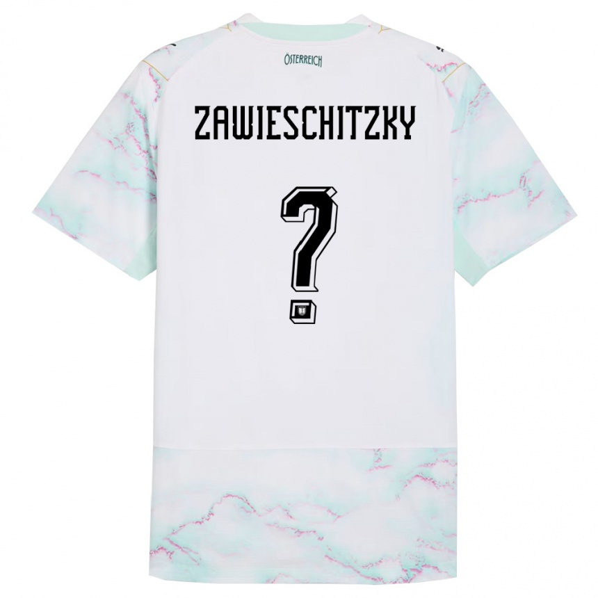 ילדים כדורגל אוסטריה Christian Zawieschitzky #0 לבן ירוק זהב הרחק ג'רזי 26-28