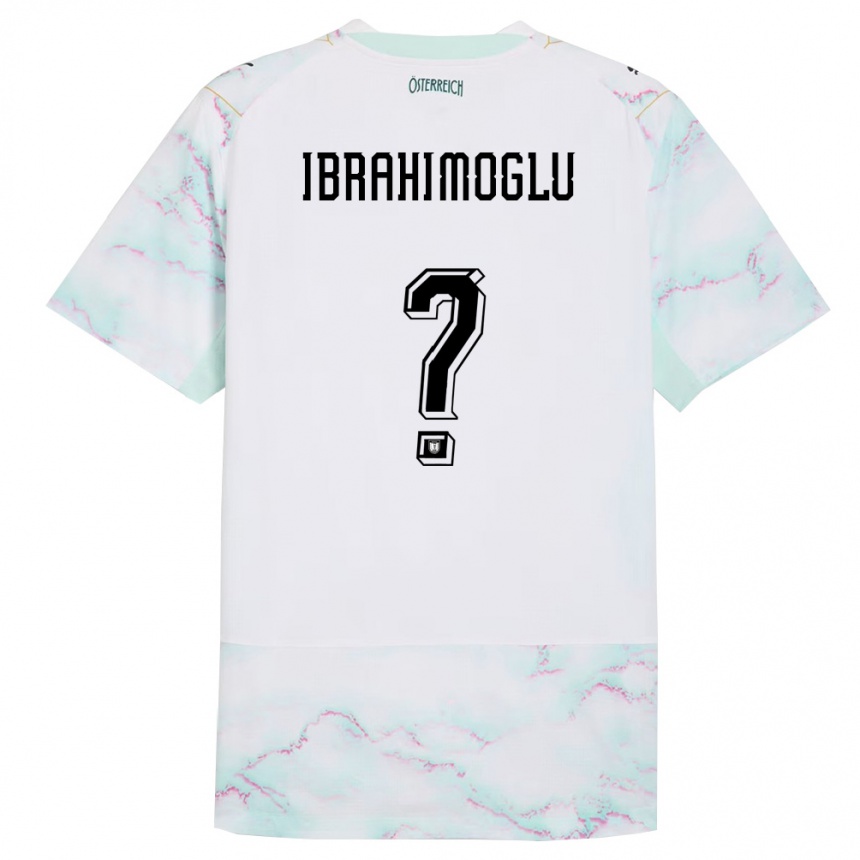 ילדים כדורגל אוסטריה Mücahit Ibrahimoglu #0 לבן ירוק זהב הרחק ג'רזי 26-28