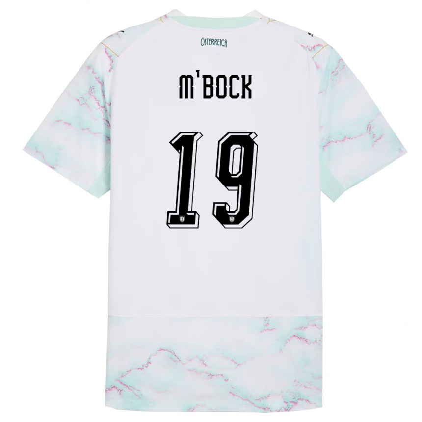 ילדים כדורגל אוסטריה Joseph M'bock #19 לבן ירוק זהב הרחק ג'רזי 26-28