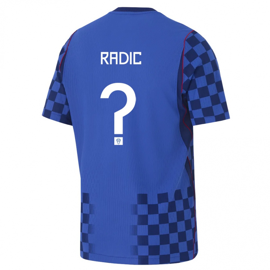 ילדים כדורגל קרואטיה Petar Radic #0 כחול כהה אדום הרחק ג'רזי 26-28