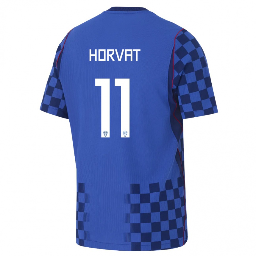 ילדים כדורגל קרואטיה Patrik Horvat #11 כחול כהה אדום הרחק ג'רזי 26-28