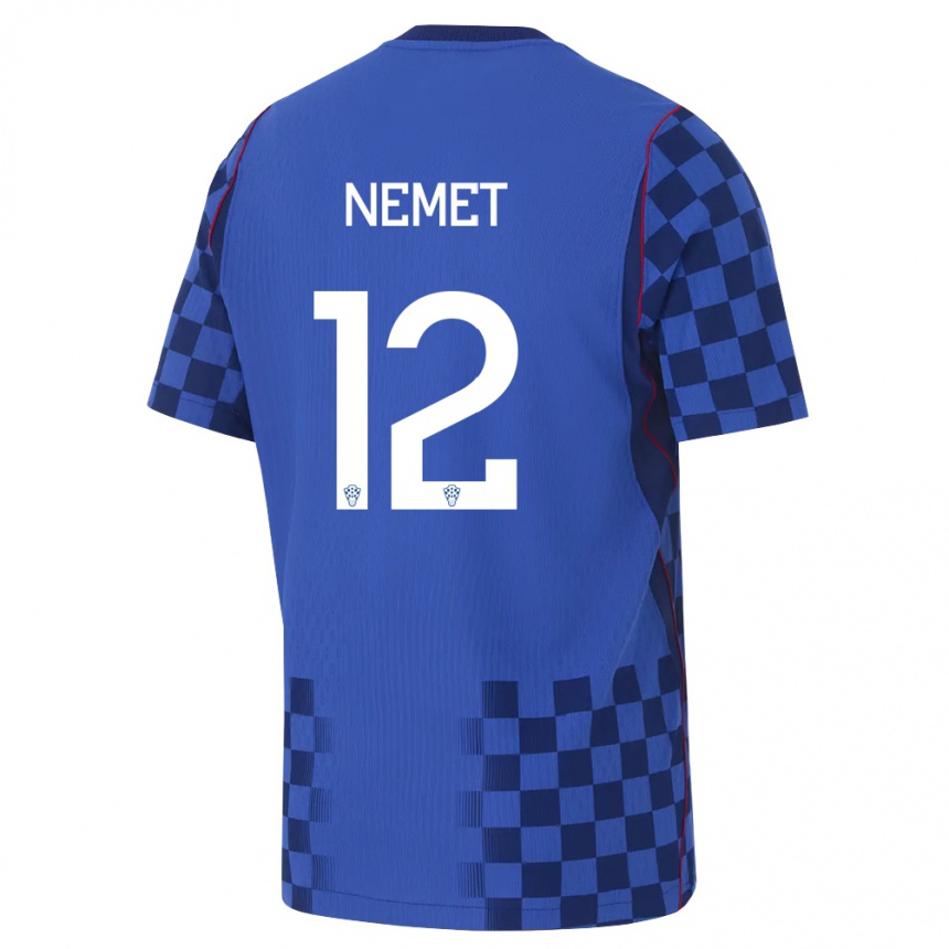 ילדים כדורגל קרואטיה Petar Nemet #12 כחול כהה אדום הרחק ג'רזי 26-28