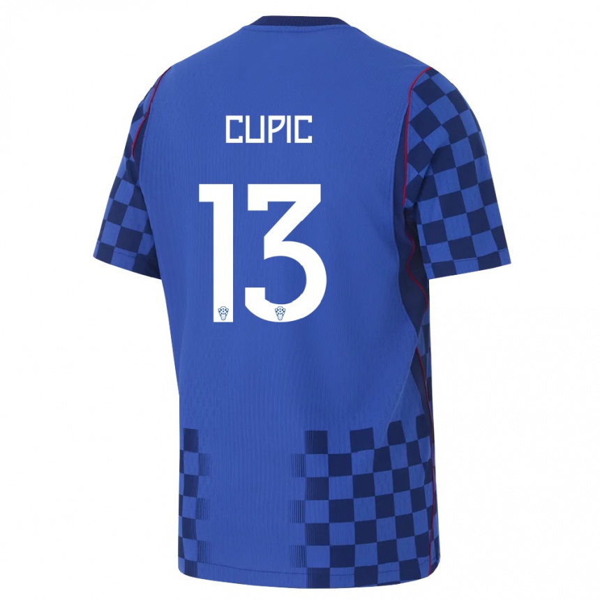 ילדים כדורגל קרואטיה Mateo Cupic #13 כחול כהה אדום הרחק ג'רזי 26-28