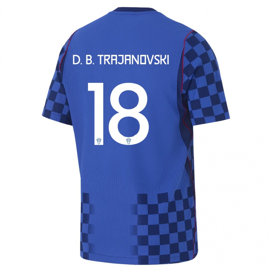 ילדים כדורגל קרואטיה Dino Beader Trajanovski #18 כחול כהה אדום הרחק ג'רזי 26-28