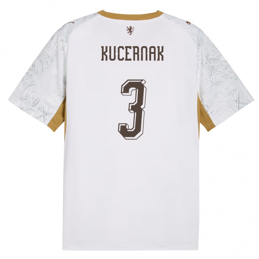 ילדים כדורגל צ'כיה Filip Kucernak #3 שמנת זהב אפור הרחק ג'רזי 26-28