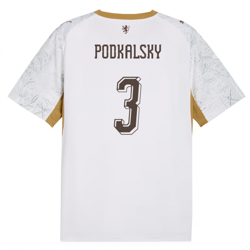 ילדים כדורגל צ'כיה Jakub Podkalsky #3 שמנת זהב אפור הרחק ג'רזי 26-28