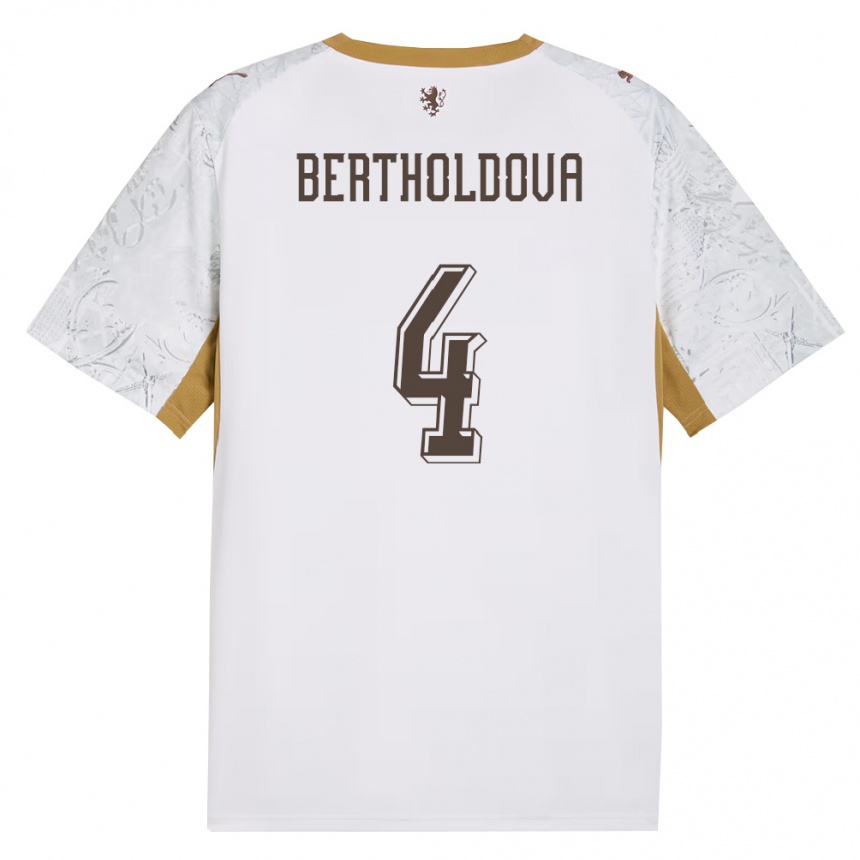 ילדים כדורגל צ'כיה Petra Bertholdová #4 שמנת זהב אפור הרחק ג'רזי 26-28