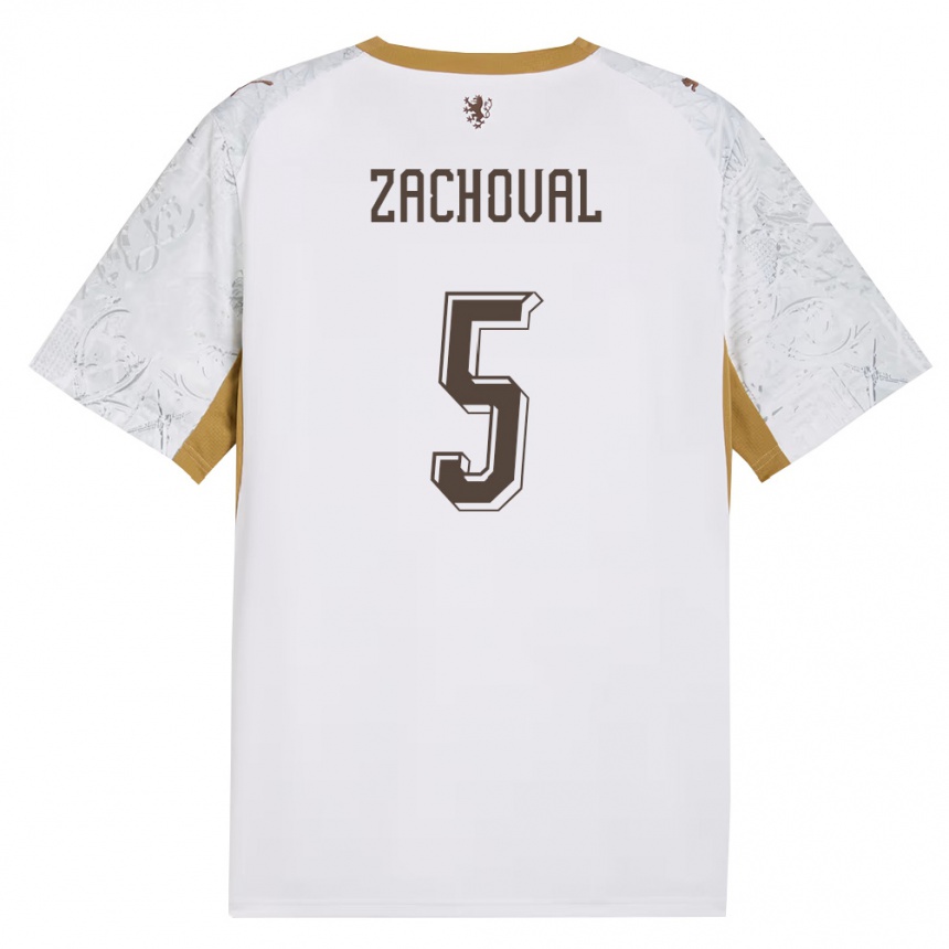 ילדים כדורגל צ'כיה Matej Zachoval #5 שמנת זהב אפור הרחק ג'רזי 26-28