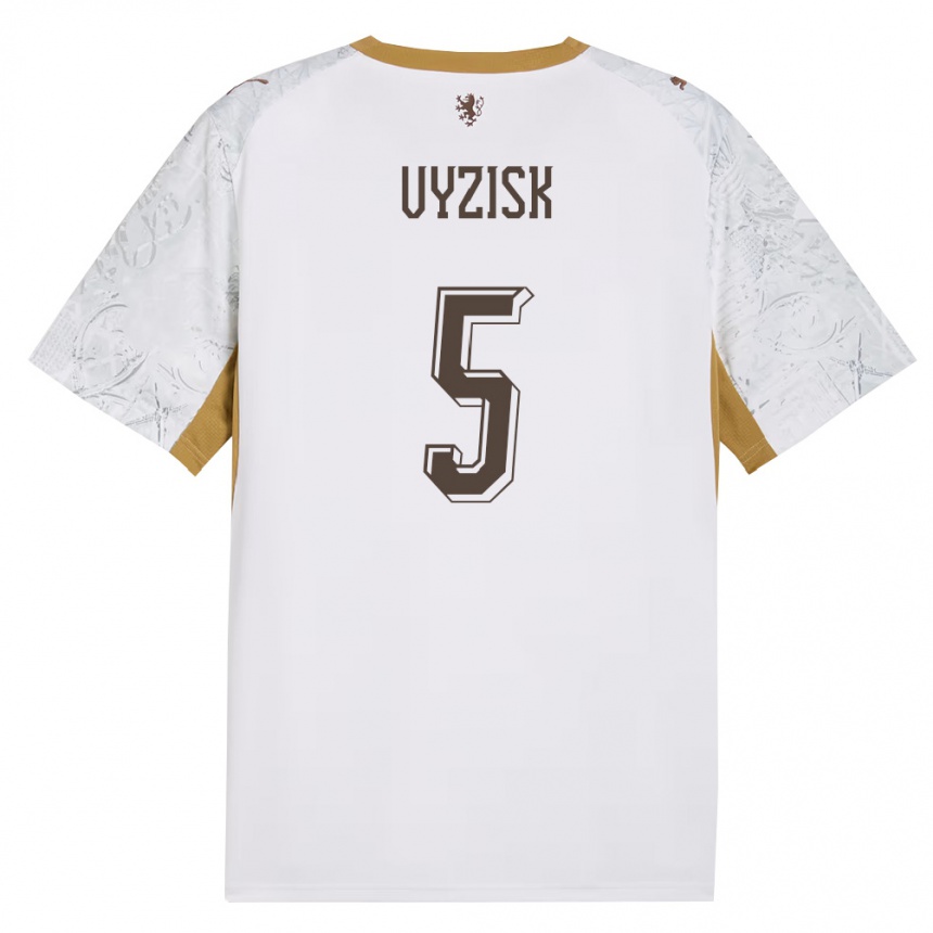 ילדים כדורגל צ'כיה Matyas Vyzisk #5 שמנת זהב אפור הרחק ג'רזי 26-28
