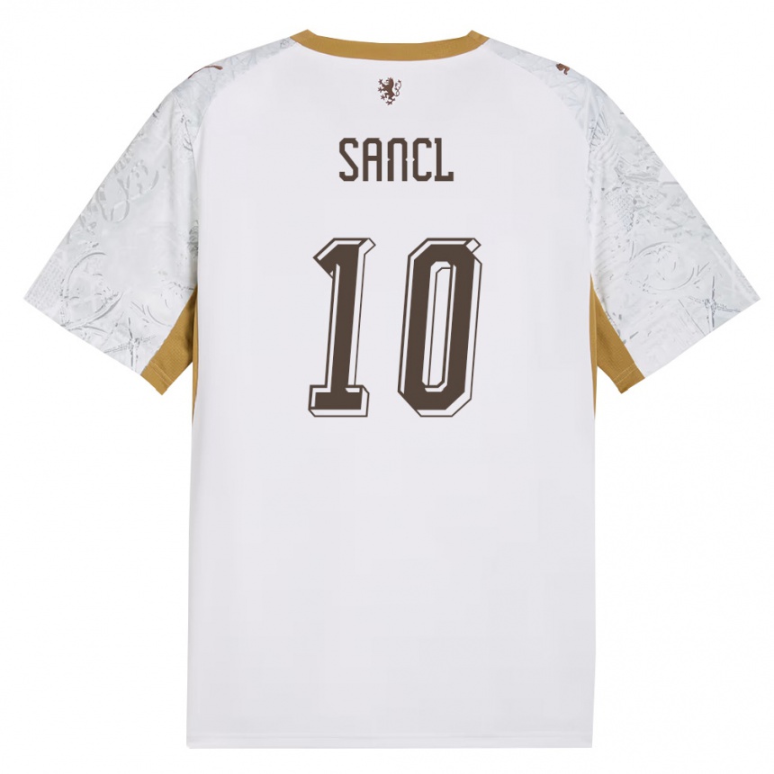 ילדים כדורגל צ'כיה Filip Sancl #10 שמנת זהב אפור הרחק ג'רזי 26-28