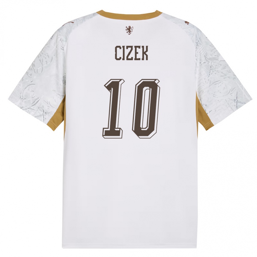 ילדים כדורגל צ'כיה Krystof Cizek #10 שמנת זהב אפור הרחק ג'רזי 26-28