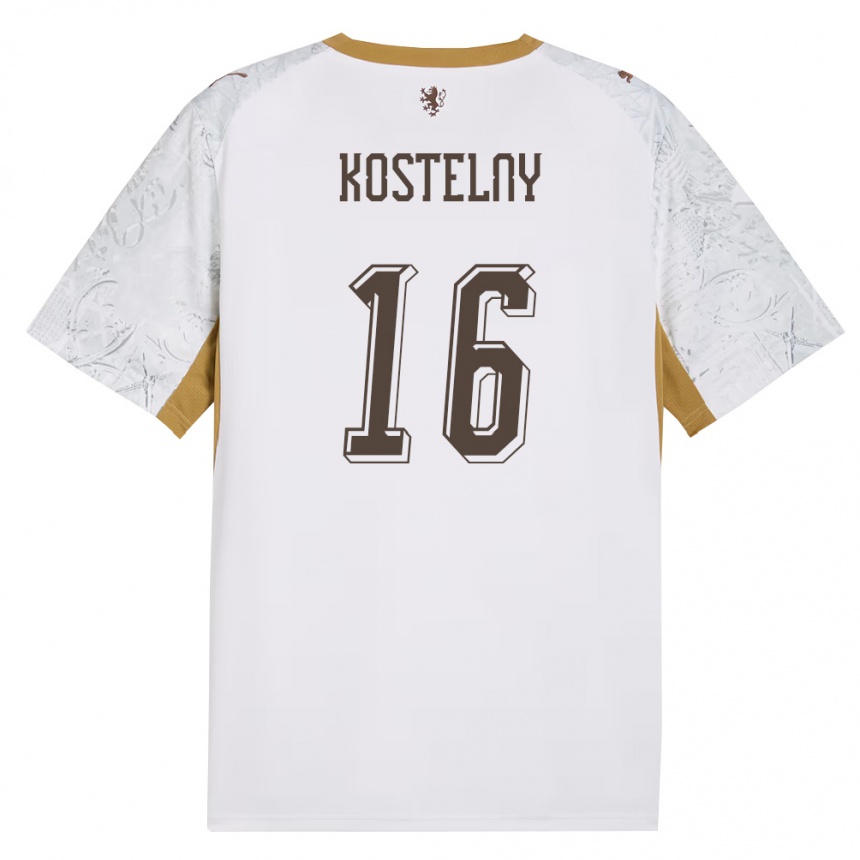 ילדים כדורגל צ'כיה Krystof Kostelny #16 שמנת זהב אפור הרחק ג'רזי 26-28