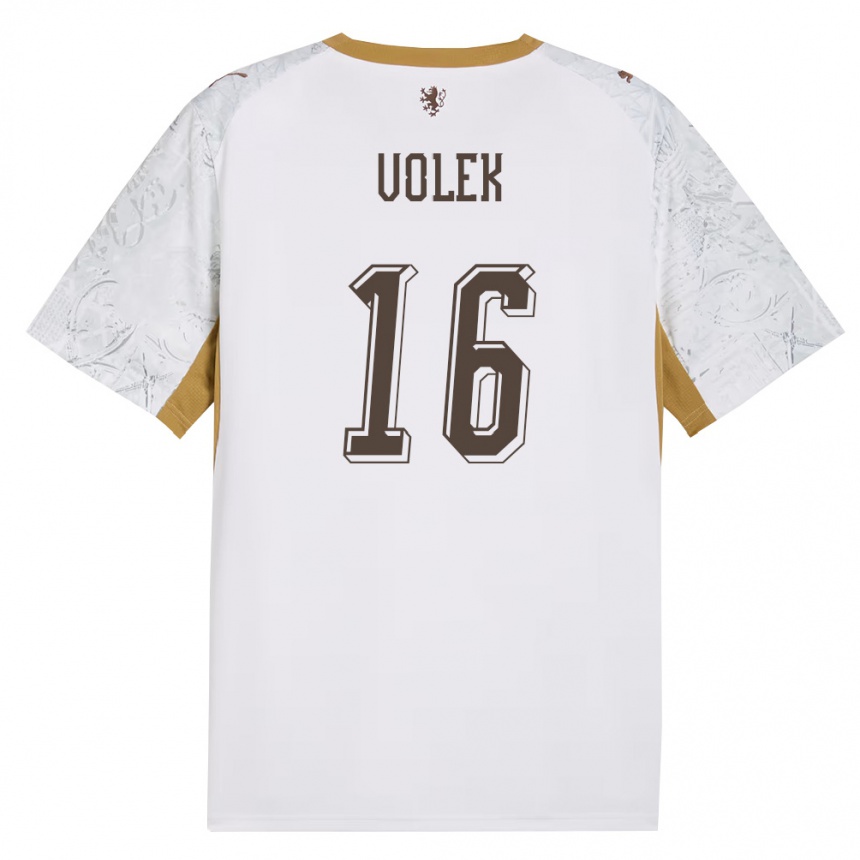 ילדים כדורגל צ'כיה Jan Volek #16 שמנת זהב אפור הרחק ג'רזי 26-28