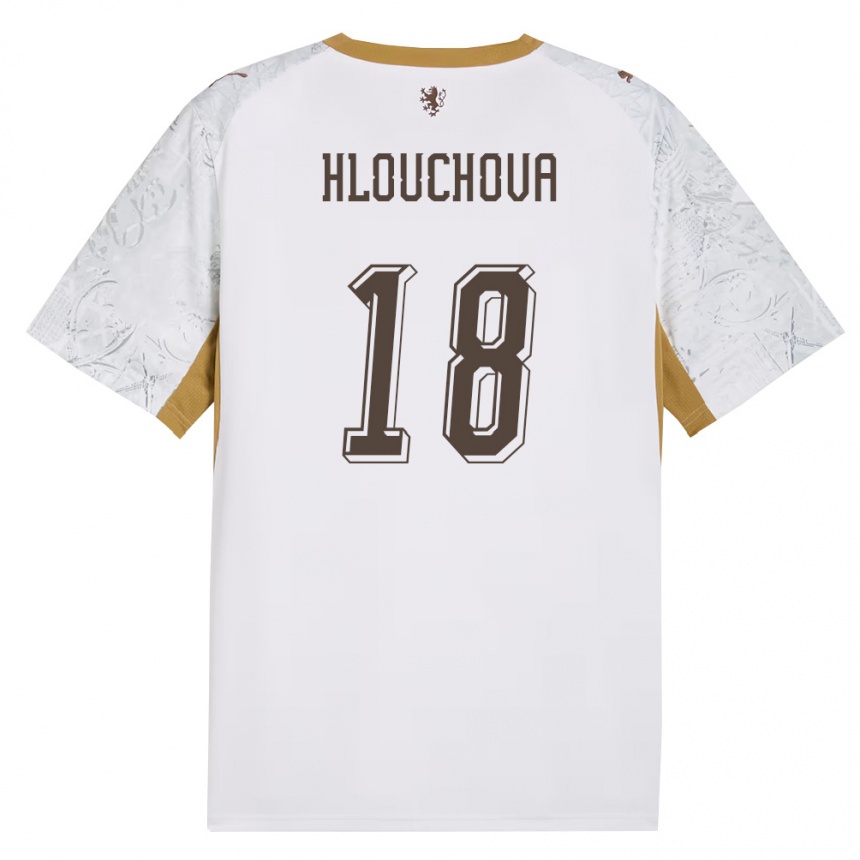 ילדים כדורגל צ'כיה Radka Hlouchová #18 שמנת זהב אפור הרחק ג'רזי 26-28