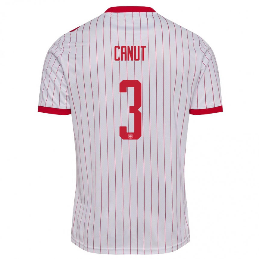 ילדים כדורגל דנמרק Raphael Canut #3 לבן אדום הרחק ג'רזי 26-28