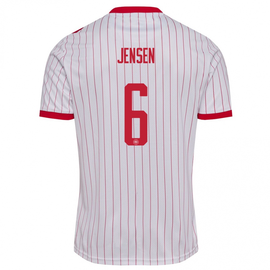 ילדים כדורגל דנמרק Max Jensen #6 לבן אדום הרחק ג'רזי 26-28