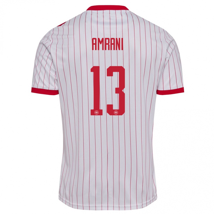 ילדים כדורגל דנמרק Adam Amrani #13 לבן אדום הרחק ג'רזי 26-28