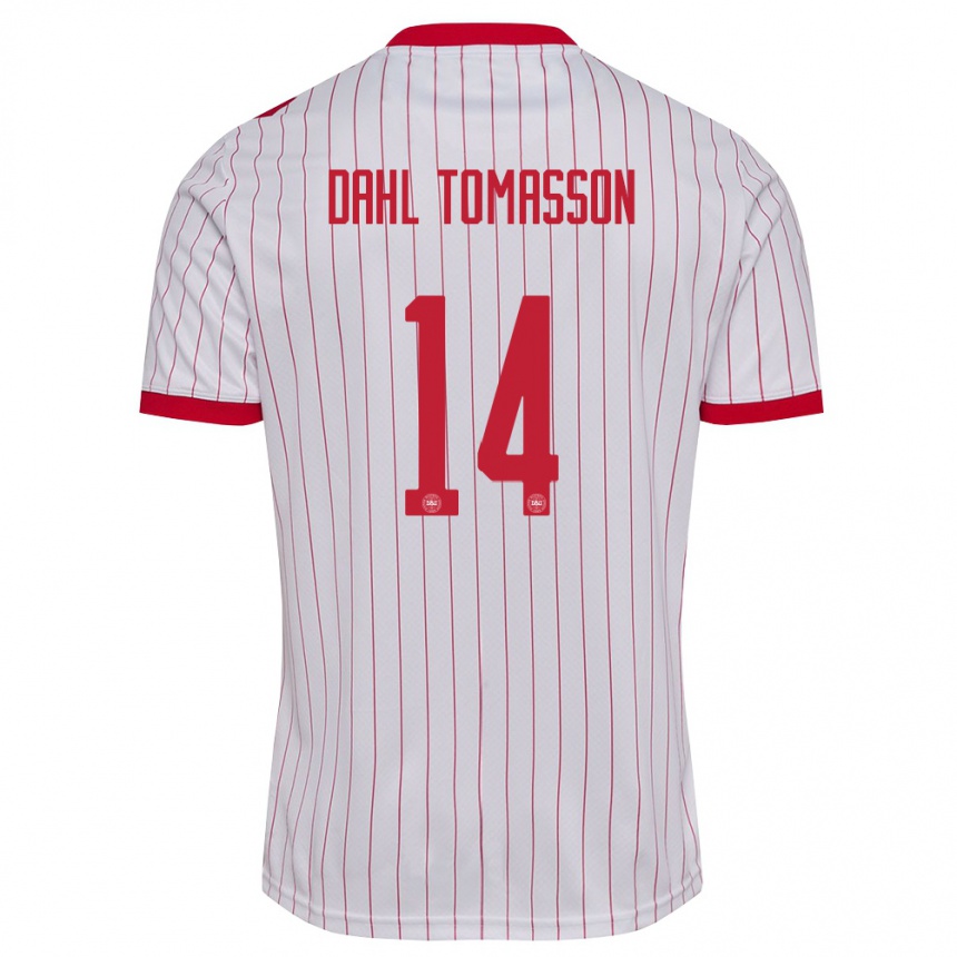 ילדים כדורגל דנמרק Luca Dahl Tomasson #14 לבן אדום הרחק ג'רזי 26-28