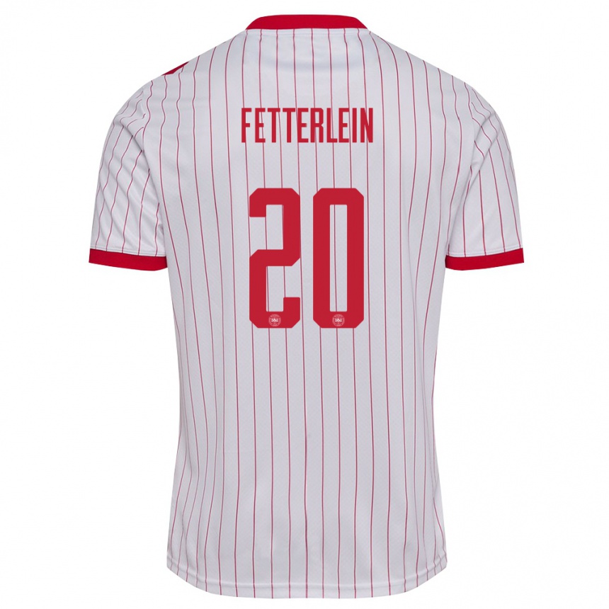 ילדים כדורגל דנמרק Sean Fetterlein #20 לבן אדום הרחק ג'רזי 26-28