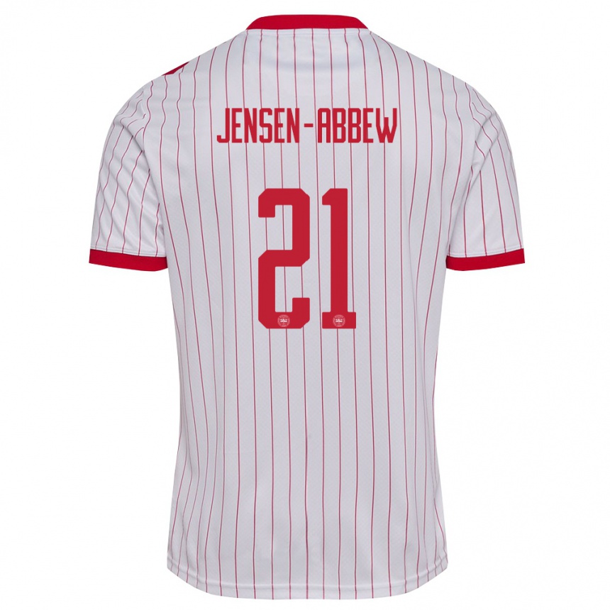 ילדים כדורגל דנמרק יונאס ינסן-אבאו #21 לבן אדום הרחק ג'רזי 26-28