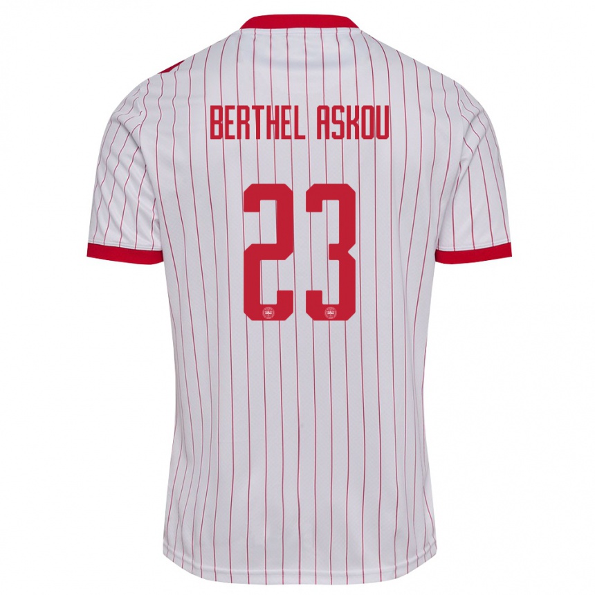 ילדים כדורגל דנמרק Julius Berthel Askou #23 לבן אדום הרחק ג'רזי 26-28