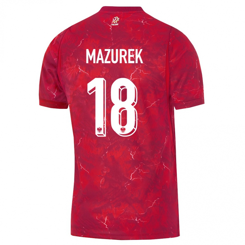 ילדים כדורגל פולין Bartosz Mazurek #18 אדום לבן הרחק ג'רזי 26-28