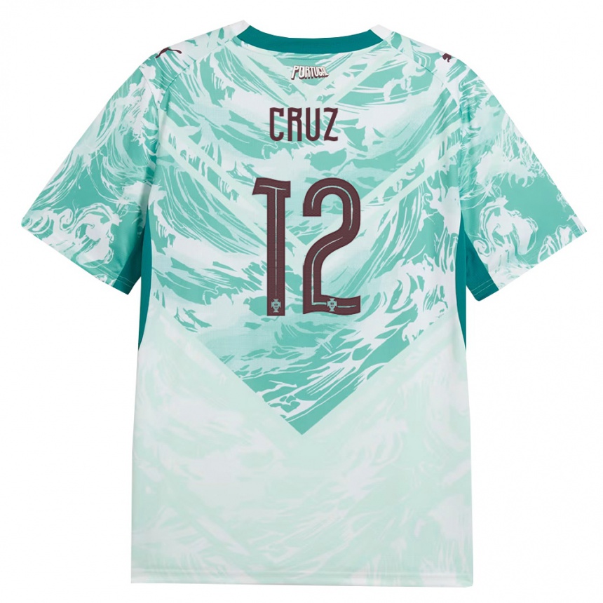 ילדים כדורגל פורטוגל Tomás Cruz #12 כחול שמיים לבן ירוק הרחק ג'רזי 26-28