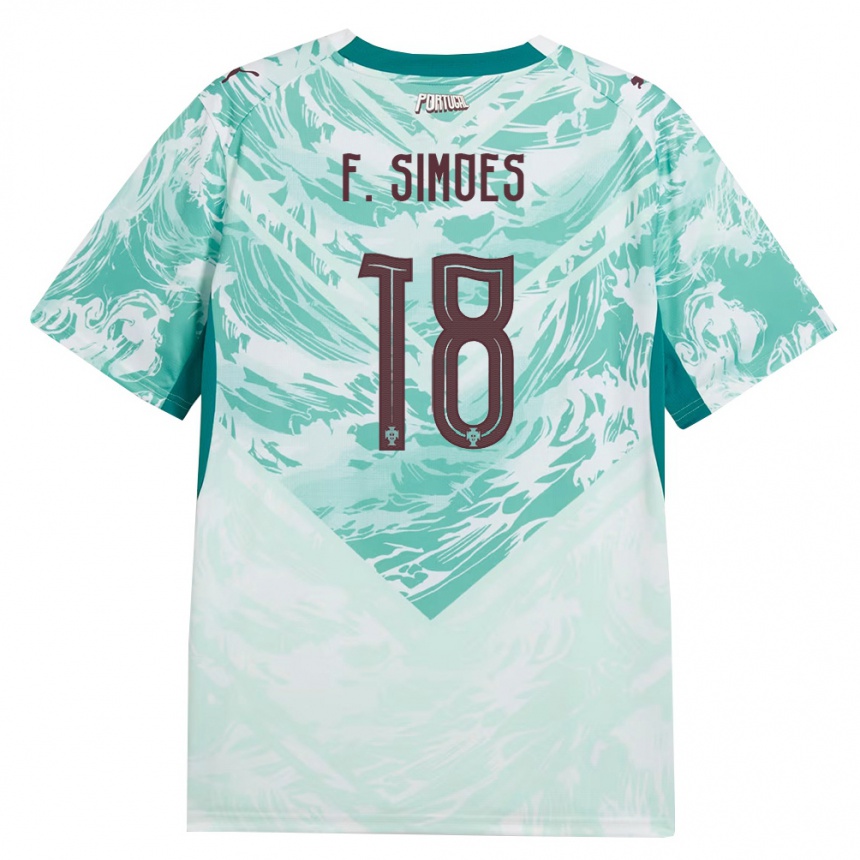 ילדים כדורגל פורטוגל Francisco Simões #18 כחול שמיים לבן ירוק הרחק ג'רזי 26-28