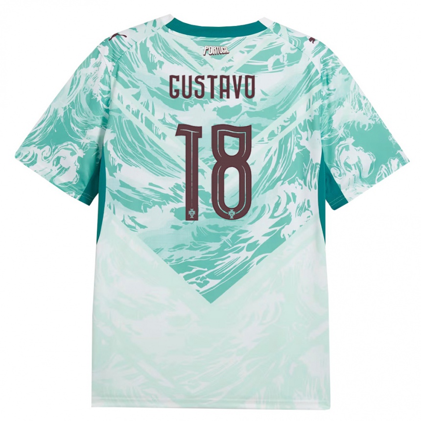 ילדים כדורגל פורטוגל Gustavo Ferreira #18 כחול שמיים לבן ירוק הרחק ג'רזי 26-28