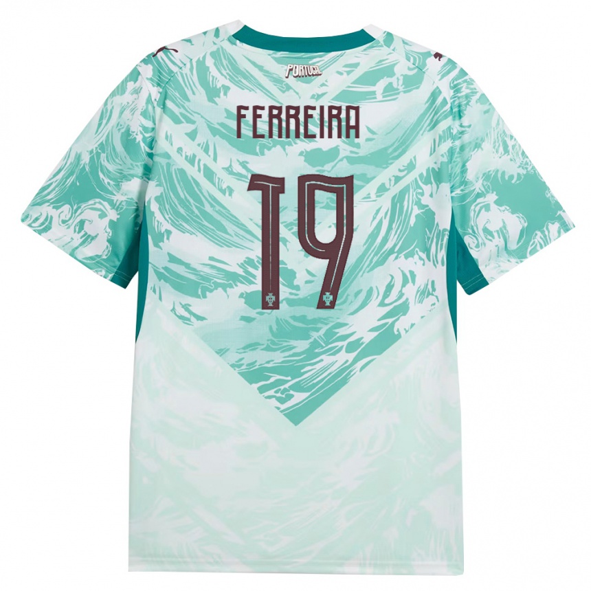 ילדים כדורגל פורטוגל Tiago Ferreira #19 כחול שמיים לבן ירוק הרחק ג'רזי 26-28