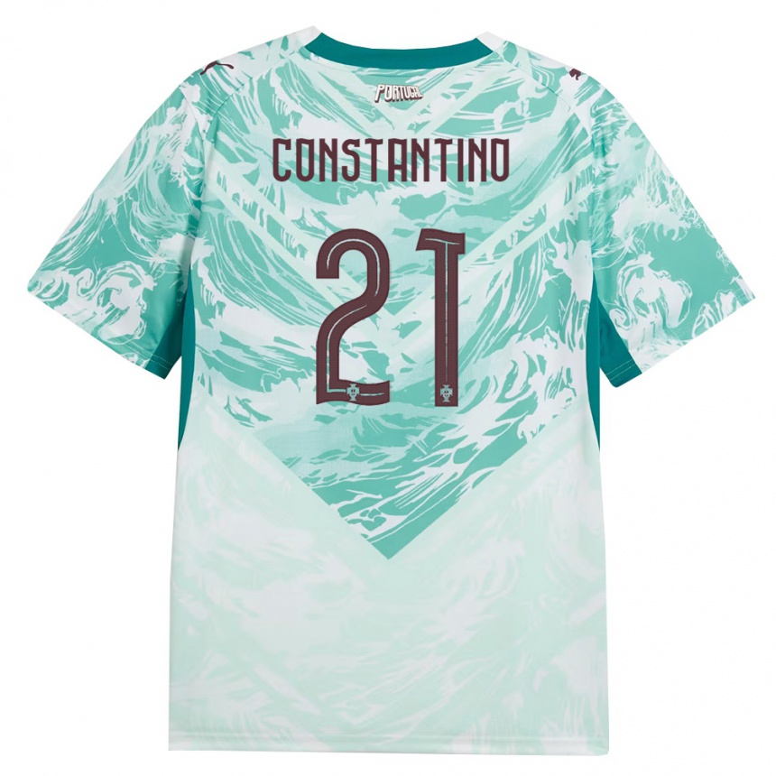 ילדים כדורגל פורטוגל Simão Constantino #21 כחול שמיים לבן ירוק הרחק ג'רזי 26-28