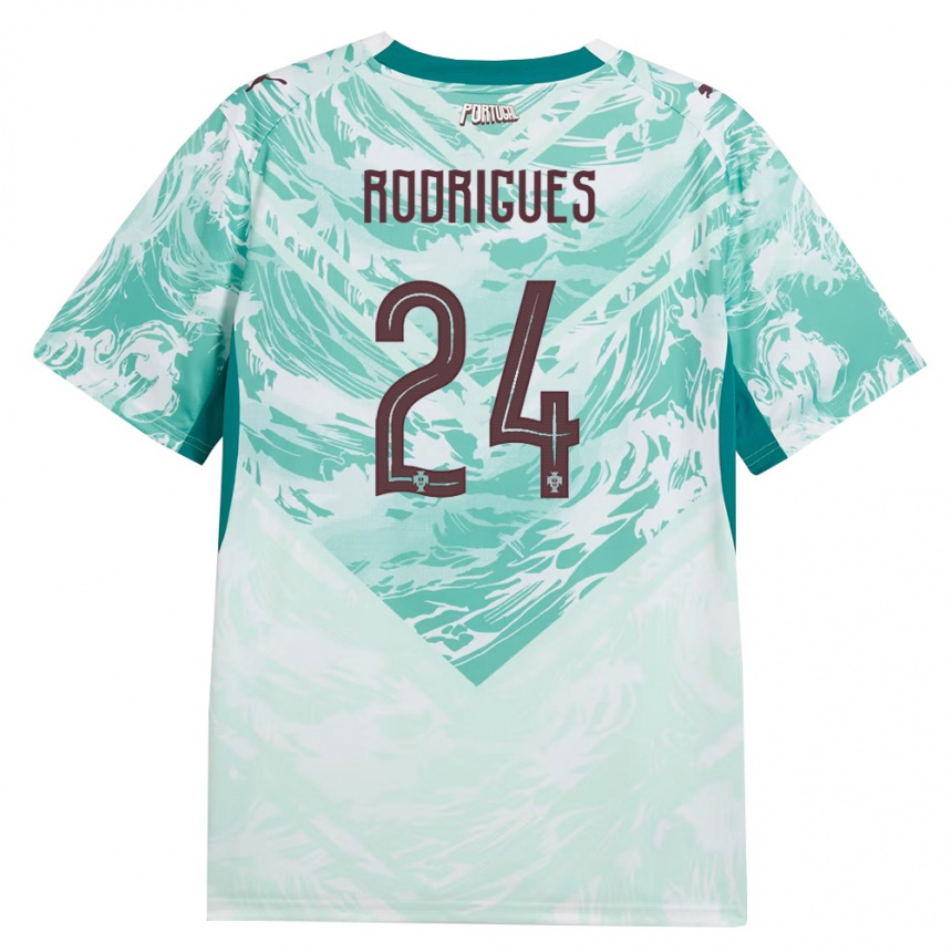 ילדים כדורגל פורטוגל David Rodrigues #24 כחול שמיים לבן ירוק הרחק ג'רזי 26-28