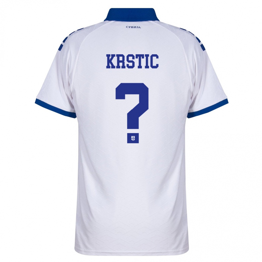 ילדים כדורגל סרביה Nikola Krstic #0 כהה לבן אדום הרחק ג'רזי 26-28