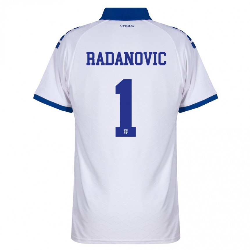 ילדים כדורגל סרביה Savo Radanovic #1 כהה לבן אדום הרחק ג'רזי 26-28