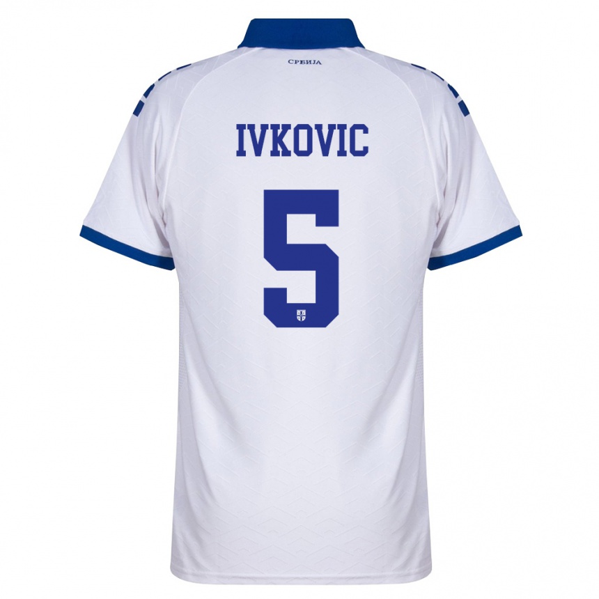 ילדים כדורגל סרביה Ognjen Ivkovic #5 כהה לבן אדום הרחק ג'רזי 26-28