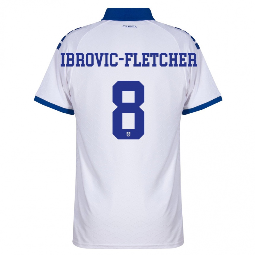 ילדים כדורגל סרביה Edward Ibrovic-Fletcher #8 כהה לבן אדום הרחק ג'רזי 26-28