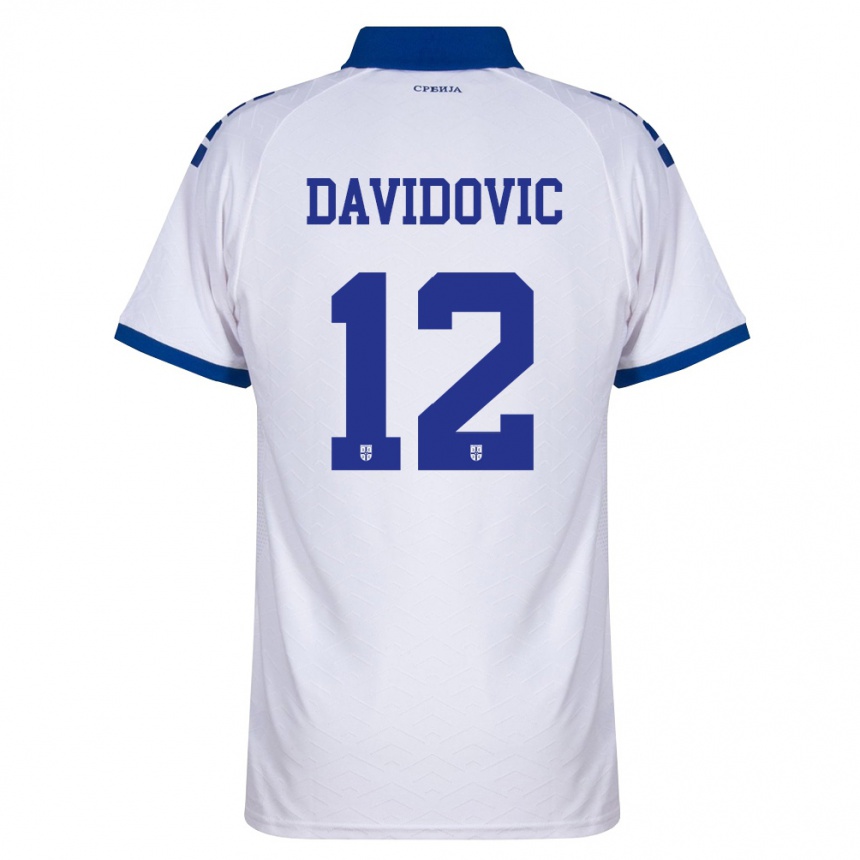 ילדים כדורגל סרביה Vuk Davidovic #12 כהה לבן אדום הרחק ג'רזי 26-28