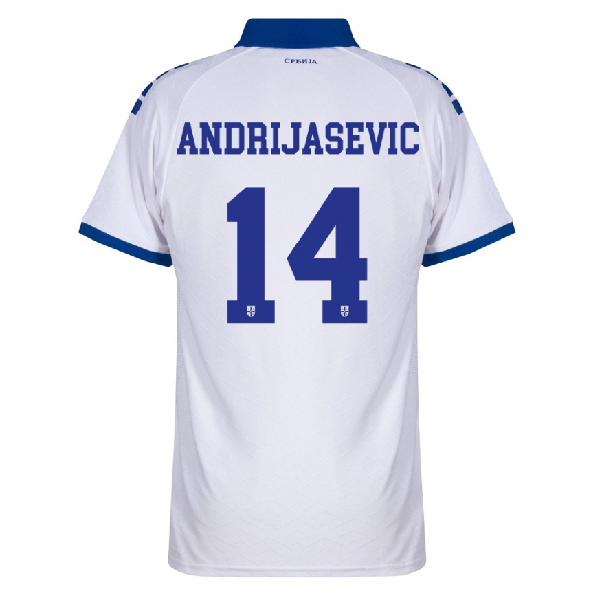 ילדים כדורגל סרביה Luka Andrijasevic #14 כהה לבן אדום הרחק ג'רזי 26-28