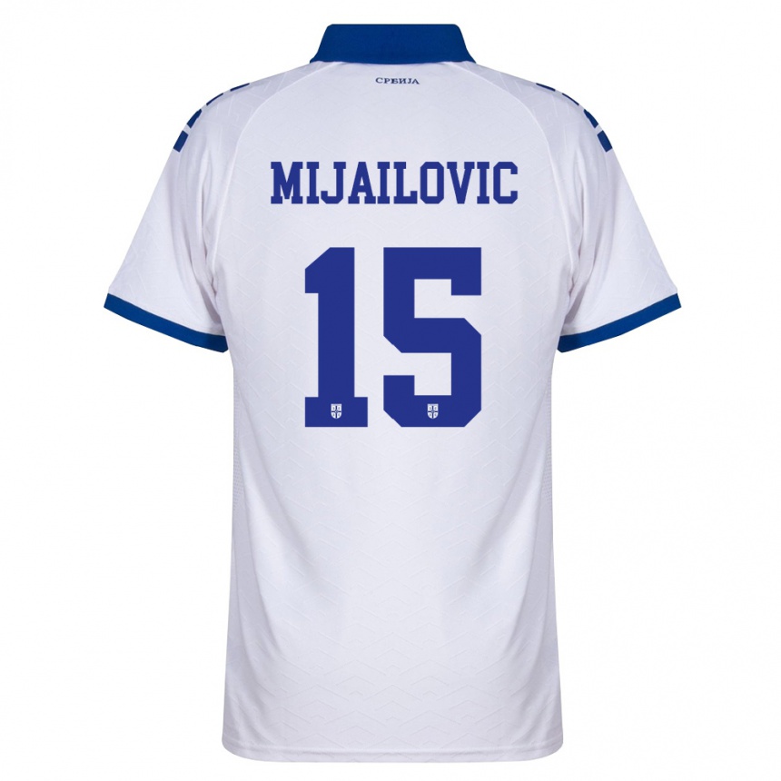 ילדים כדורגל סרביה Relja Mijailovic #15 כהה לבן אדום הרחק ג'רזי 26-28
