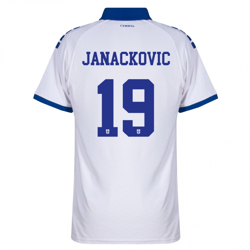 ילדים כדורגל סרביה Dusko Janackovic #19 כהה לבן אדום הרחק ג'רזי 26-28